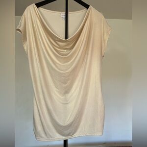 Jaclyn Smith Cream Drape Neck Blouse